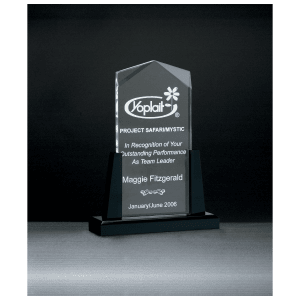 Spire Series Clear Acrylic Upright on Black Acrylic Base - 6 1/2