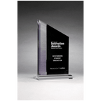 Digitally Printed Brushed Silver Accent on Black Upright Acrylic with Clear Base alternate view