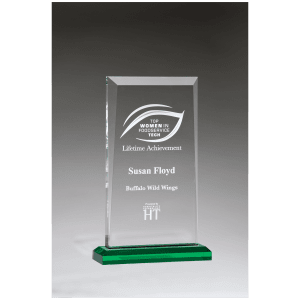 Apex Series Acrylic Award with Green Highlights and Green Base - 5 1/2" x 8 3/4