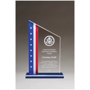 Zenith Series Acrylic with American Flag Design, Blue Mirror Top Blue Base - 6 3/4" x 10 3/4