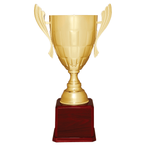 Completed Metal Cup Trophy On Rosewood Royal Piano Finish Base
