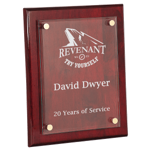 Rosewood Piano Finish Floating Glass Plaque - 10 1/2" x 13
