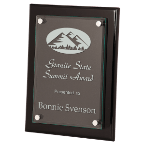 Black Piano Finish Floating Glass Plaque - 9" x 12