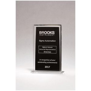 Rectangular Glass Award with Black Silkscreened Center - 6 1/2" x 9 1/4